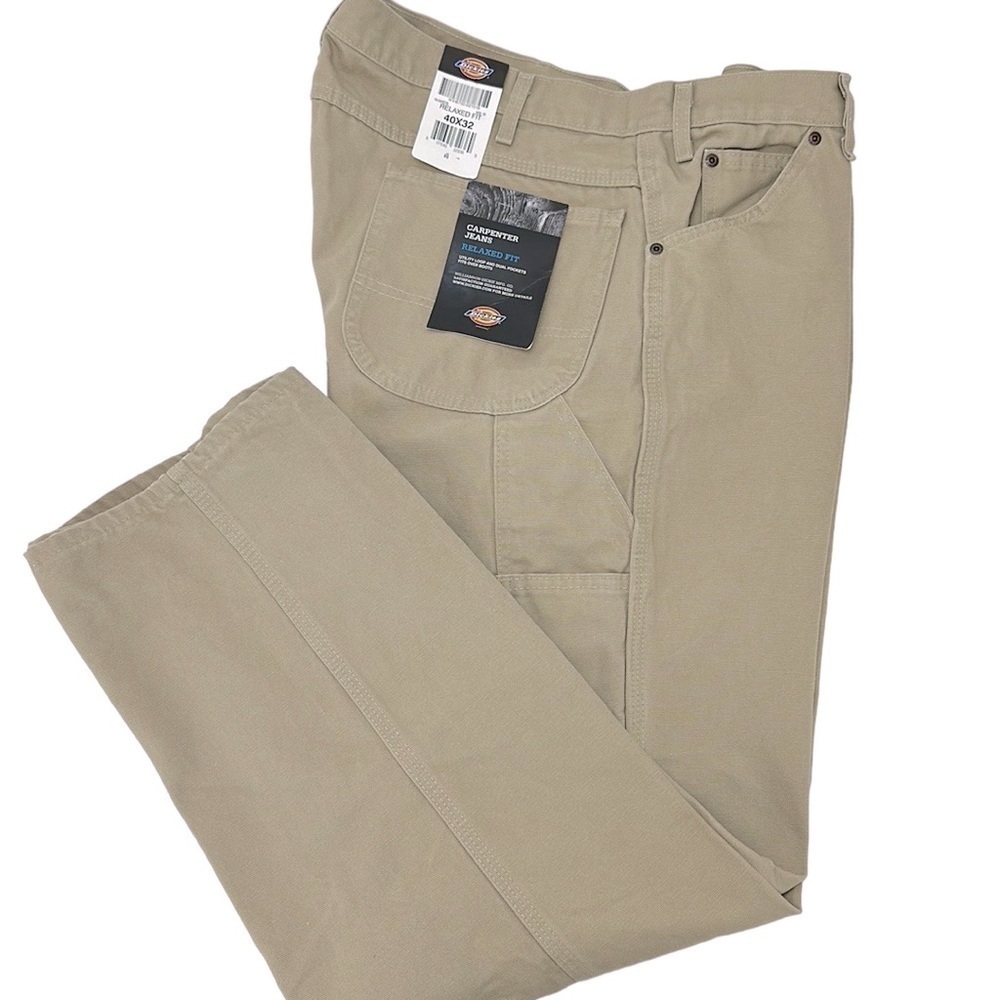 Dickies Carpenter Jeans Relaxed Fit 40X32 Work‎ Pants Pockets Utility Loop Khaki